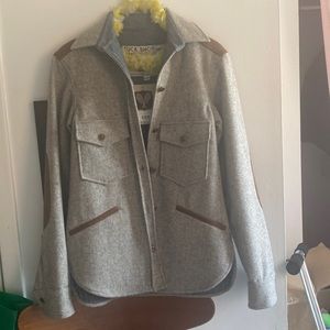 NWT Tuck Shop Trading Co. Light grey wool and leather jacket